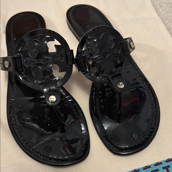 Tory Burch Women's Patent Leather Black Miller Sandals - Picture 4 of 10